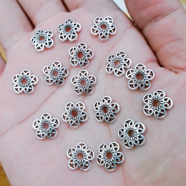 Charm bạc cổ " chụp hạt 6mm - 8mm - 10mm