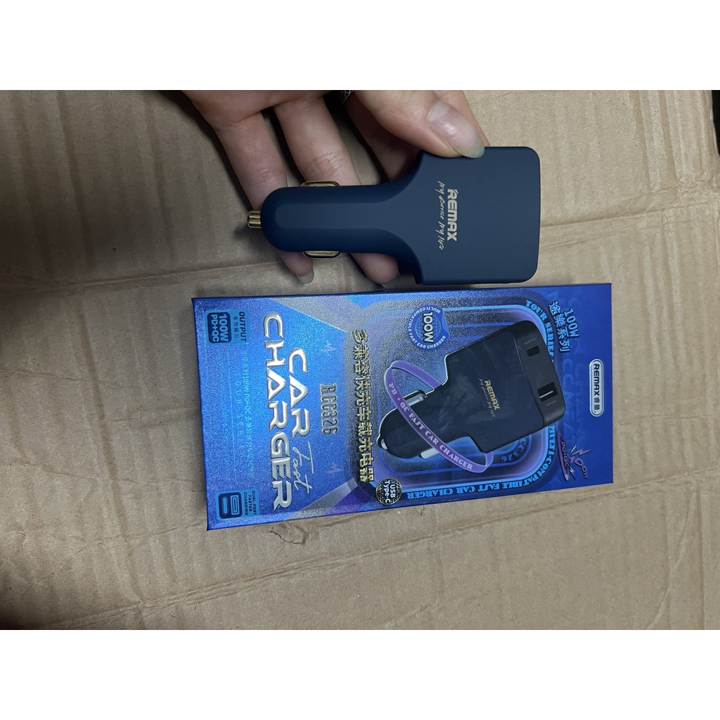 [ Chính hãng Remax ] Củ cốc tẩu sạc nhanh oto xe hơi 2 cổng chuẩn PD và QC3.0 100W RCC 326 USB và Type C ô tô