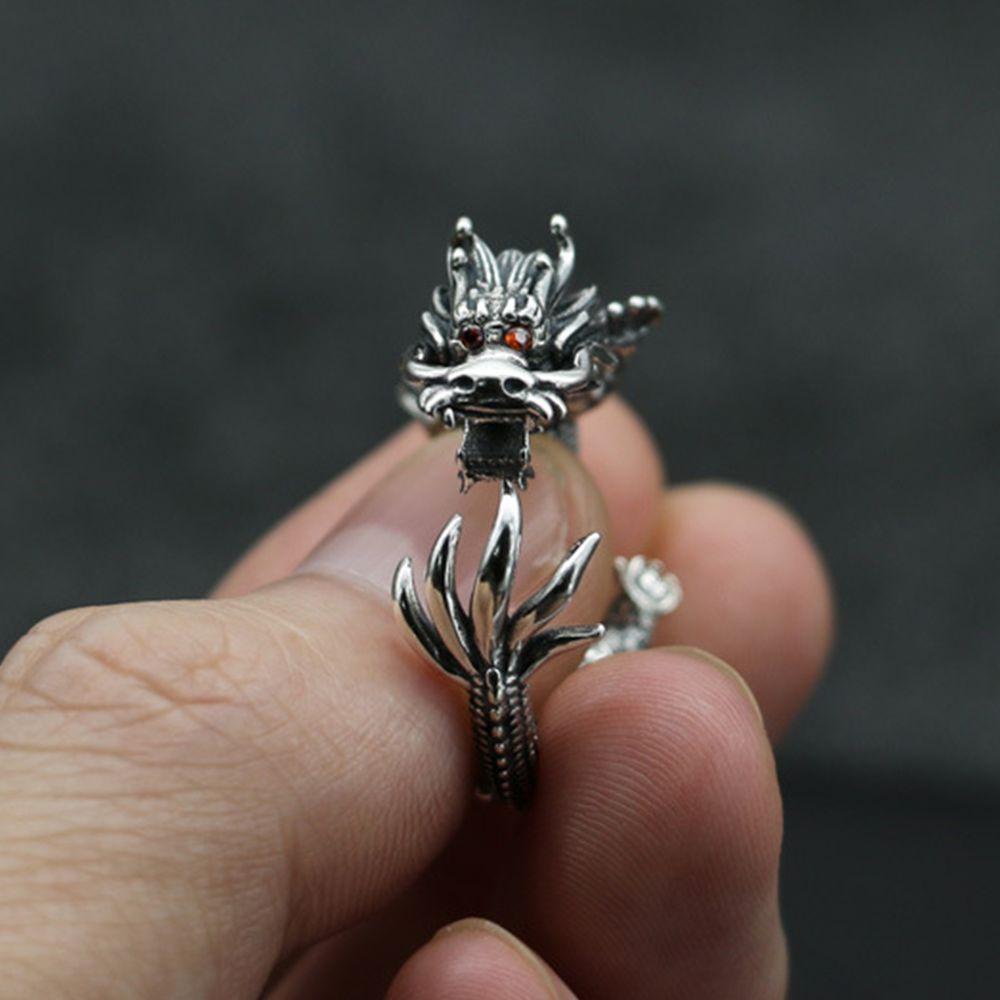 Nhẫn Hình Đầu Rồng Bằng Hợp Kim Có Thể Điều Chỉnh Phong Cách Gothic Đường Phố Thích Hợp Làm Quà Valentine