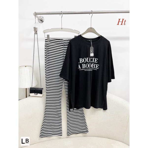 Set áo BOUCHE quần kẻ loe H2S549