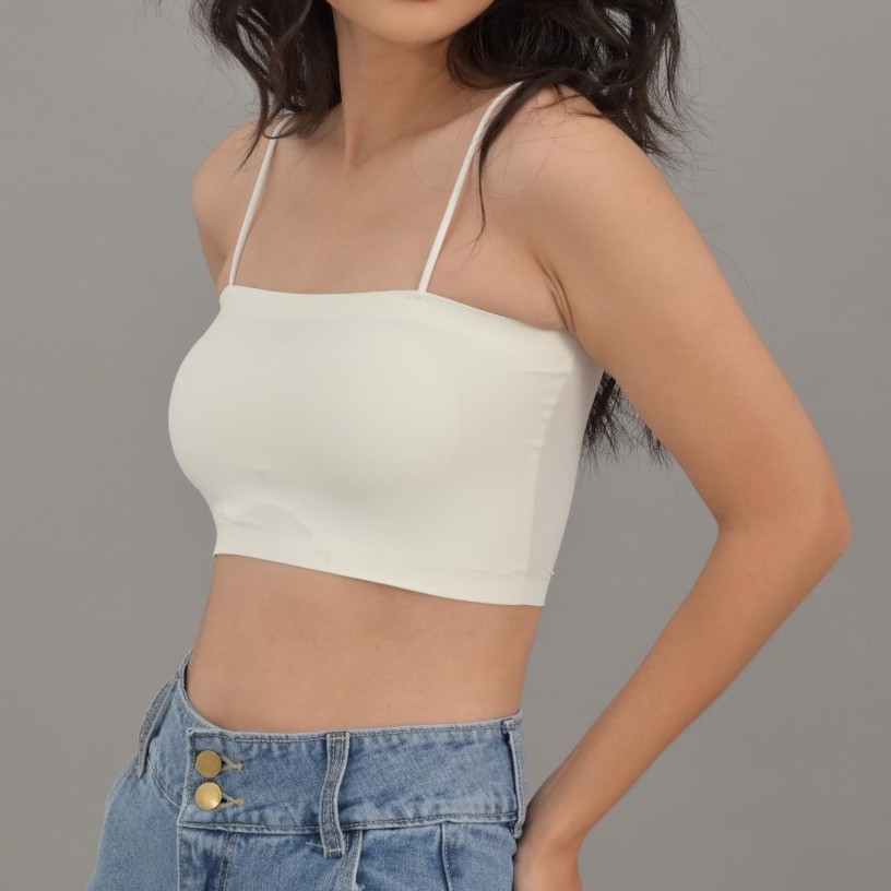 [Mã WASKT410K giảm 10K đơn 50K] ÁO CROPTOP HAI DÂY TRƠN CHUBBIE hai màu trắng/ đen - SMOOTHIE CROPTOP