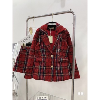 Set dạ tweed đỏ tết