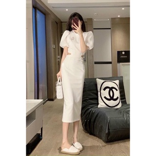 ĐẦM MIDI TAY PHỒNG KHOÉT EO HỞ LƯNG