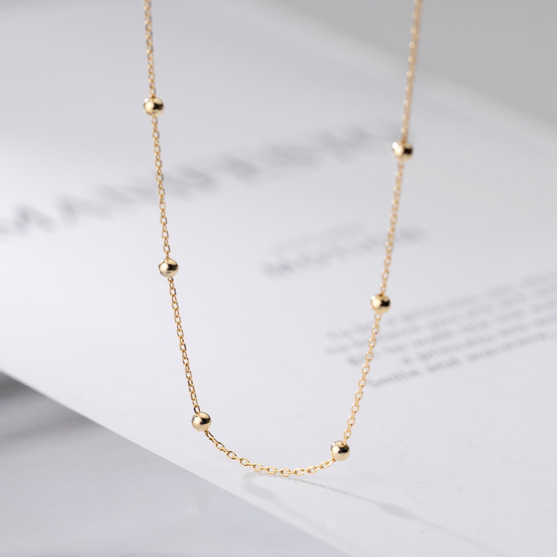 Còn hàng Chuỗi quả cầu vàng 18K 925 Vòng cổ bạc Hạt nhỏ hình dạng thời trang Trang sức mạ vàng Quà tặng miễn phí dị ứng