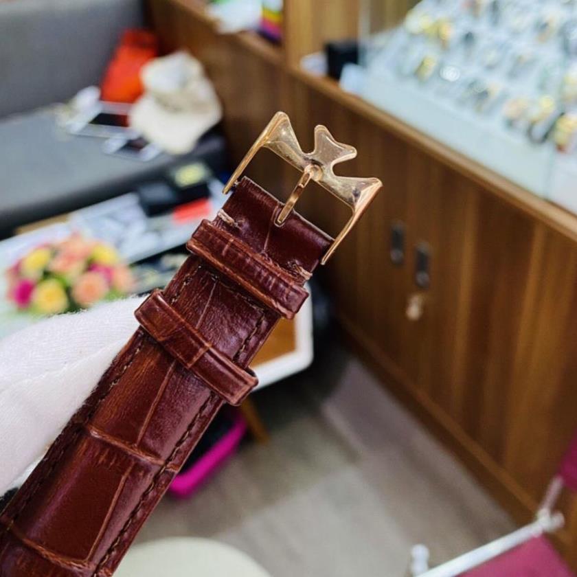 Đồng hồ Nam Vacheron máy nhật, mẫu mặt vuông lịch tuần trăng, mặt trắng viền vàng , dòng cơ Automatic size 40mm-41mm