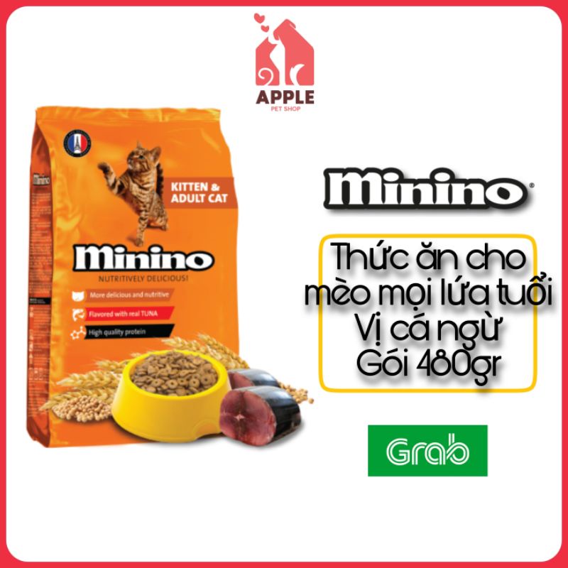 [MININO TUNA] [480GR] Thức ăn hạt cao cấp Minino cho mèo mọi lứa tuổi - Vị cá ngừ