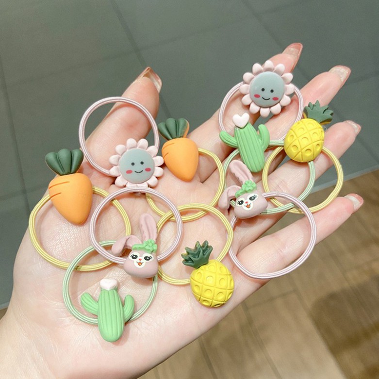 Dây Buộc Tóc Cho Bé Gái Set 10 Chi Tiết Hoạt Hình Dễ Thương