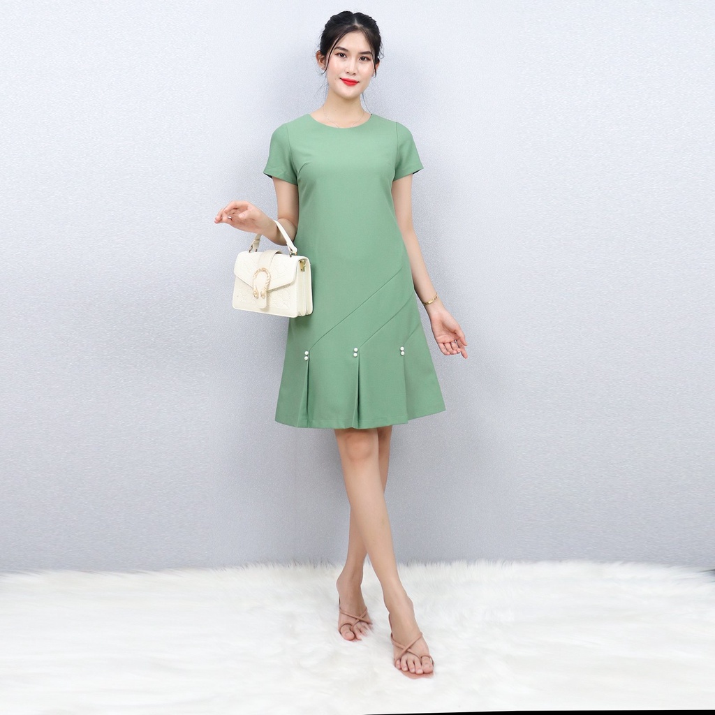 (XẢ KHO) Đầm Suông Công Sở Dự Tiệc Sang Trọng Bigsize AMYRA, Dáng Suông Che Khuyết Điểm Xếp Li Trẻ Trung Cao Cấp DA006