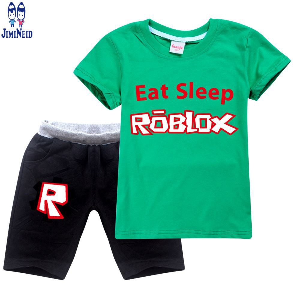 【JD】Summer hot sale ROBLOX Children's  Suit Pure Cotton Boys and Girls Short-sleeved cotton T-shirt + shorts 2-piece set