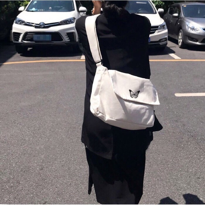 [ RẺ VÔ ĐỊCH ] Túi note đeo chéo in hình bướm Bufferfly unisex nam nữ Hàn Quốc