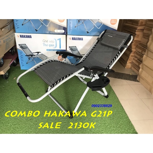 Ghế xếp thư giãn Nhật Bản HAKAWA - HK-G21P - Bảo hành 25 năm - Miễn Phí Thay Lưới 5 Năm- Đủ Combo