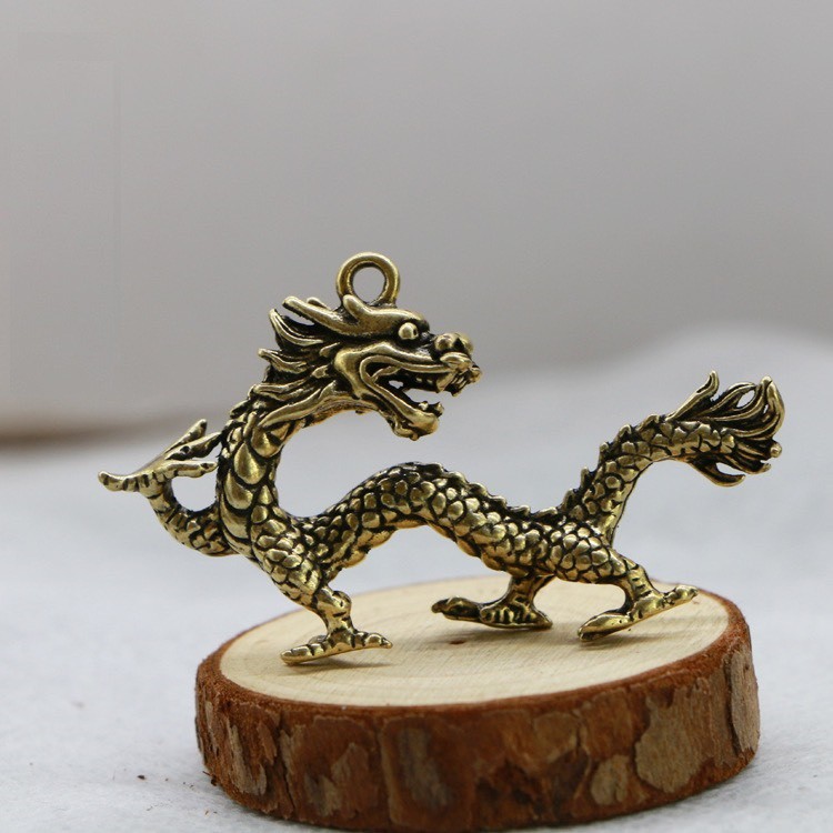 Tượng đồng mini tuổi Thìn bằng đồng thau chế tác thủ công dùng để trang trí bàn làm việc oto đem lại may mắn tài lộc