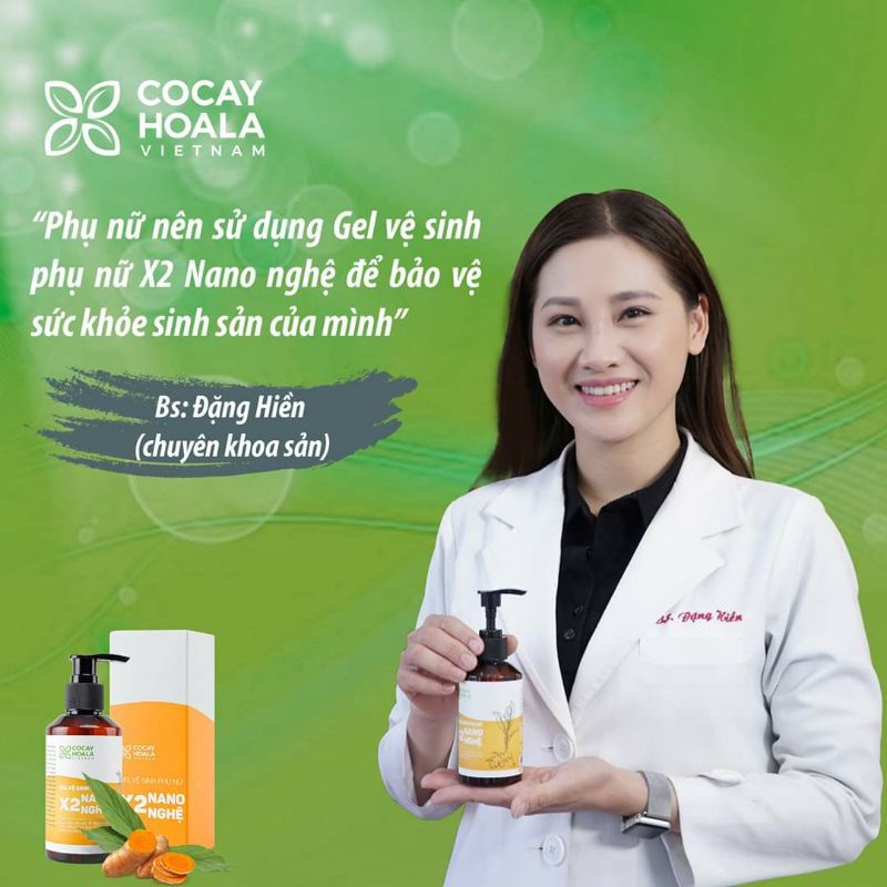 Dung Dịch Vệ Sinh Phụ Nữ Hồng Mịn Se Khít Gel X2 Nano Nghệ Cocayhoala 150ml