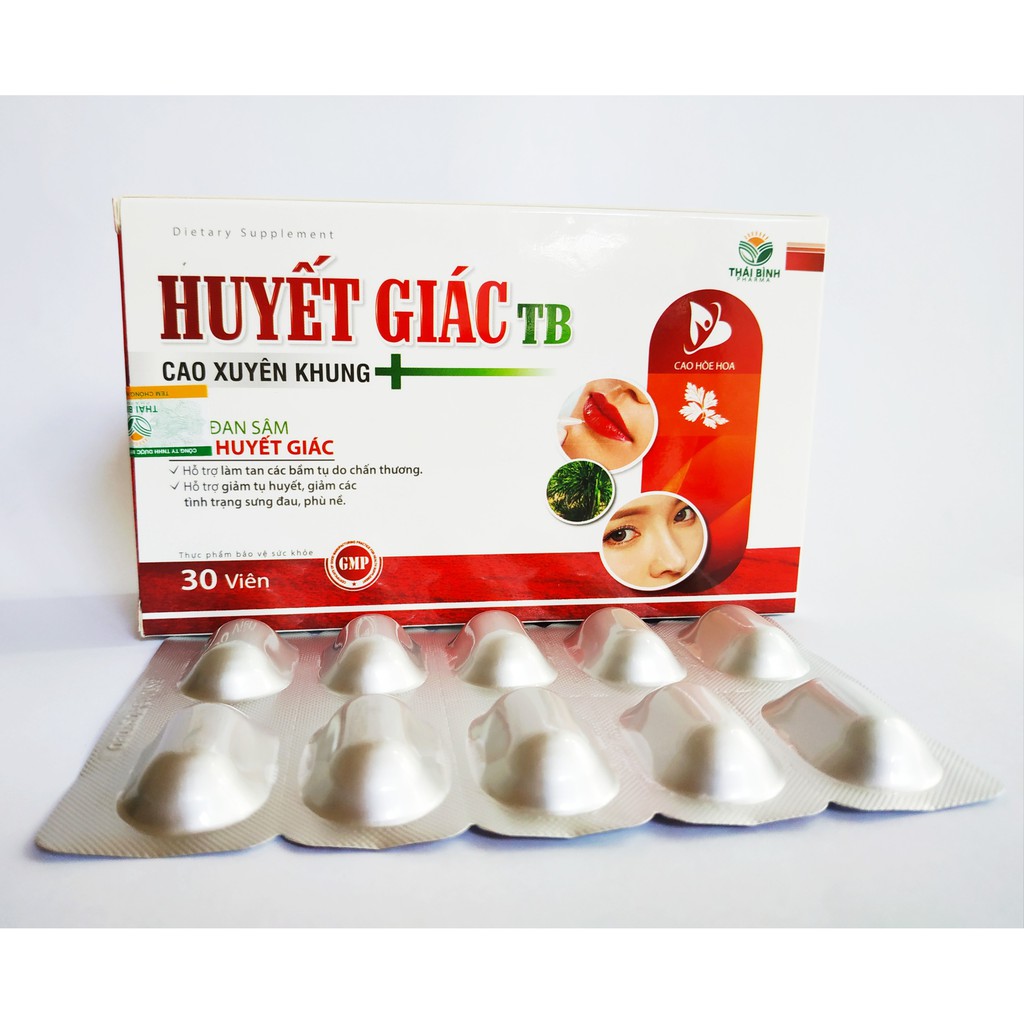 HUYẾT GIÁC TB (LONG HUYẾT) – TAN VẾT BẦM TÍM – MAU LÀNH VẾT THƯƠNG – TAN HUYẾT, HỘP 30 VIÊN