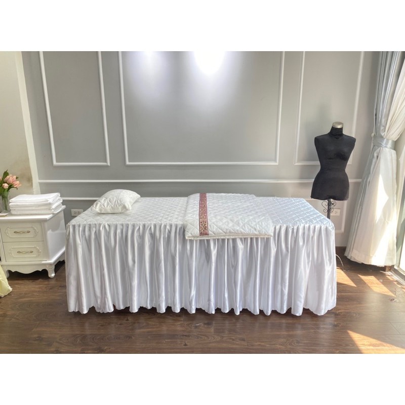 Drap Ga giường spa, nail mi, phun xăm lụa xếp ly siêu dày siêu sang chảnh
