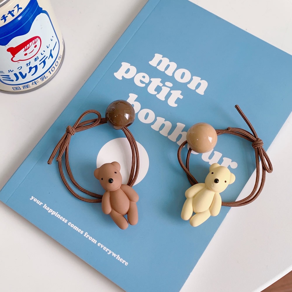 Dây Buộc Tóc Cao Su Mặt Nhám Hình Gấu Và Hoa Dễ Thương Ngọt Ngào Cho Nữ