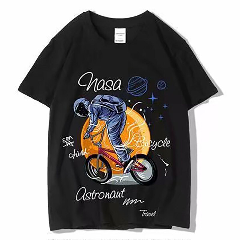 Áo thun IELGY tay ngắn cổ tròn dáng rộng in họa tiết phong cách hip hop thời trang cho nam