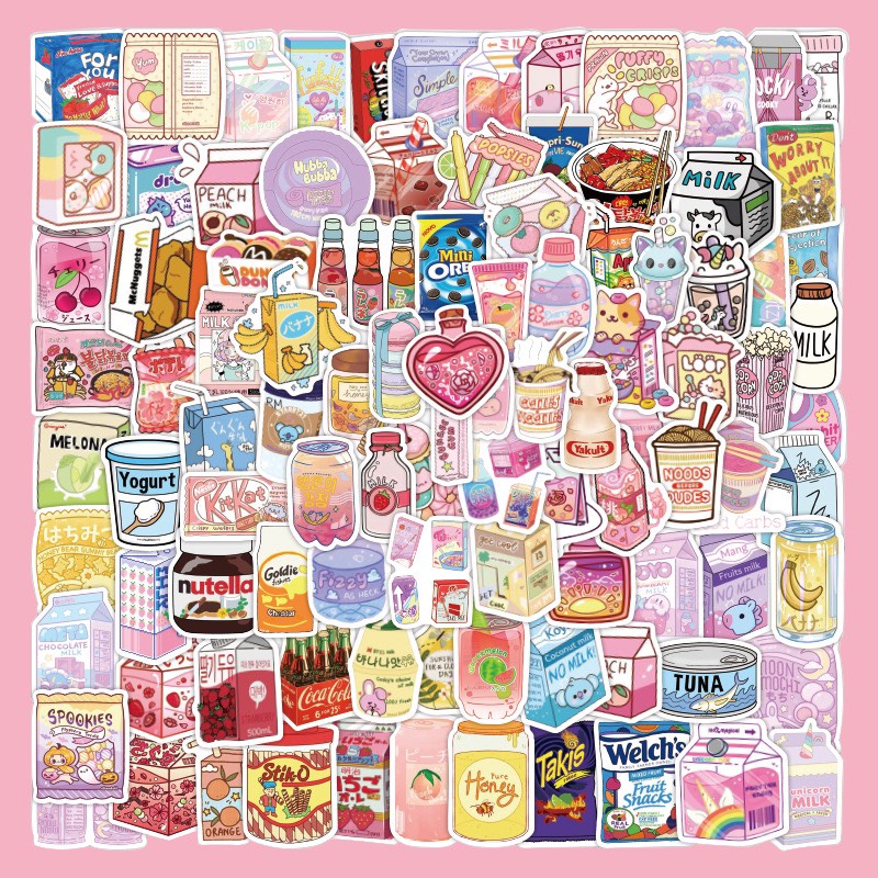 Sticker Đồ Uống Đồ Ăn Màu Galaxy Pastel Có Hương Vị Dễ Thương