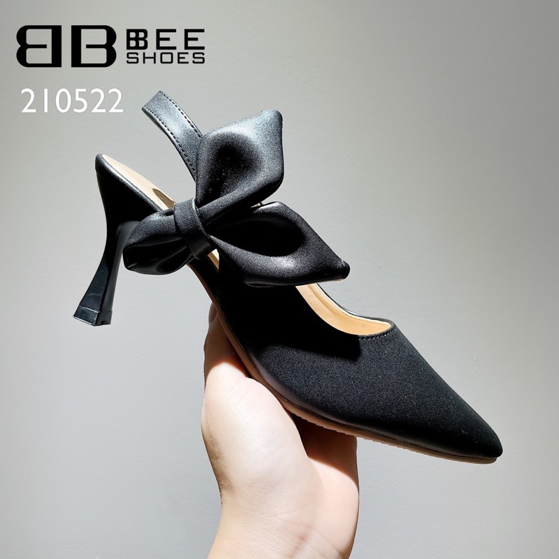 BEESHOES - GIÀY CAO GÓT NỮ HÔNG NƠ XINH DA MỀM - GIÀY CAO GÓT BEE GÓT NHỌN CAO 7 PHÂN DỄ ĐI SẴN MÀU ĐEN,KEM,TRẮNG 210522