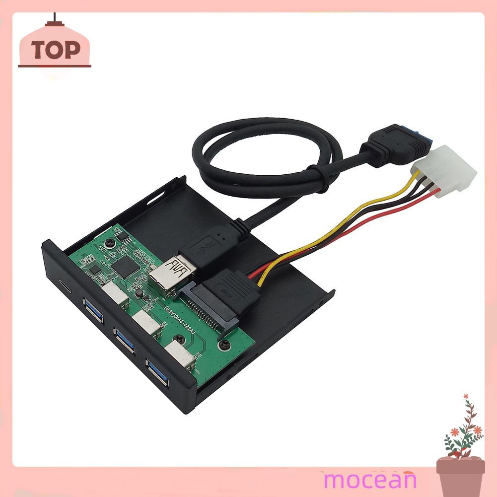 Mocean 5 Port Front Panel TYPE-C 2 USB 3.0 5.25/3.5 inch Floppy Bay Adapter for PC