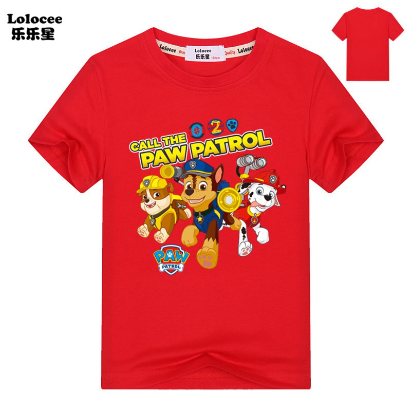 PAW PATROL Áo Thun Tay Ngắn In Hình Cún Dễ Thương Cho Bé Gái