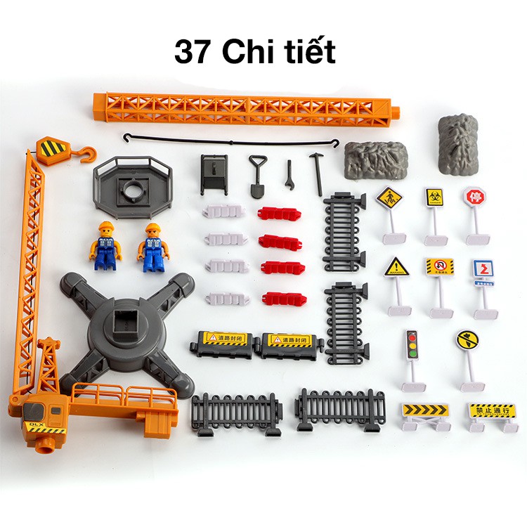 Đồ chơi trẻ em bộ giàn cẩu công trình gồm 37 chi tiết, nhựa an toàn, chi tiết sắc sảo, nhiều tạo hình khác nhau