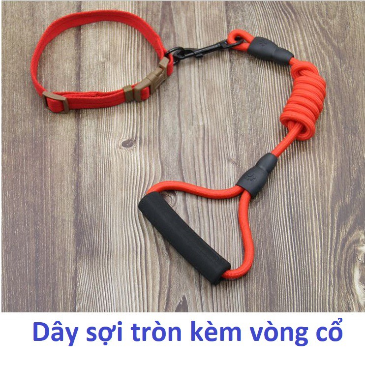 HN - Dây dắt chó mèo loại sợi tròn (2 loại)vải đan bền Kèm yếm ngực hoặc kèm vòng cổ