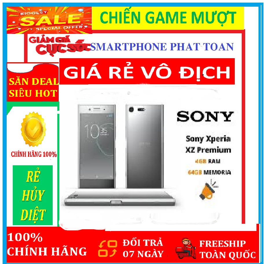 điện thoại Sony Xperia XZ Premium ram 4G 64G mới (Màu Bạc), Chơi LIÊN QUÂN/PUBG mượt