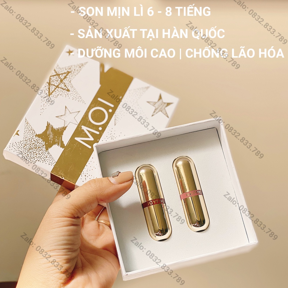 Son Hồ Ngọc Hà MOI Cosmetics Mini Golden Gift bền màu lâu trôi không lem【CAM KẾT HÀNG CHÍNH HÃNG®】‎‎Set 2 cây | BigBuy360 - bigbuy360.vn