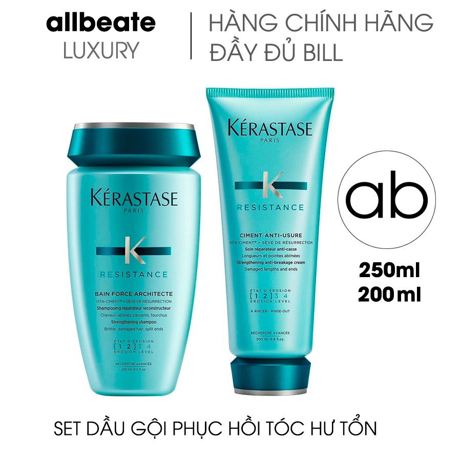 Set dầu gội phục hồi tóc hư tổn Kerastase Bain Force Architecte