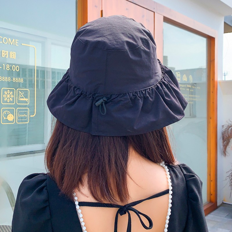 Mũ xô vành rộng Tiểu thư Chống nắng Mùa Hè Ulzzang Hàn Quốc Nón mũ Bucket trơn Bánh bèo Thời trang
