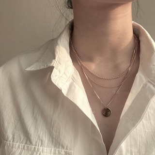 Vòng cổ Choker mặt tròn thiết kế đơn giản phong cách Nhật hàn