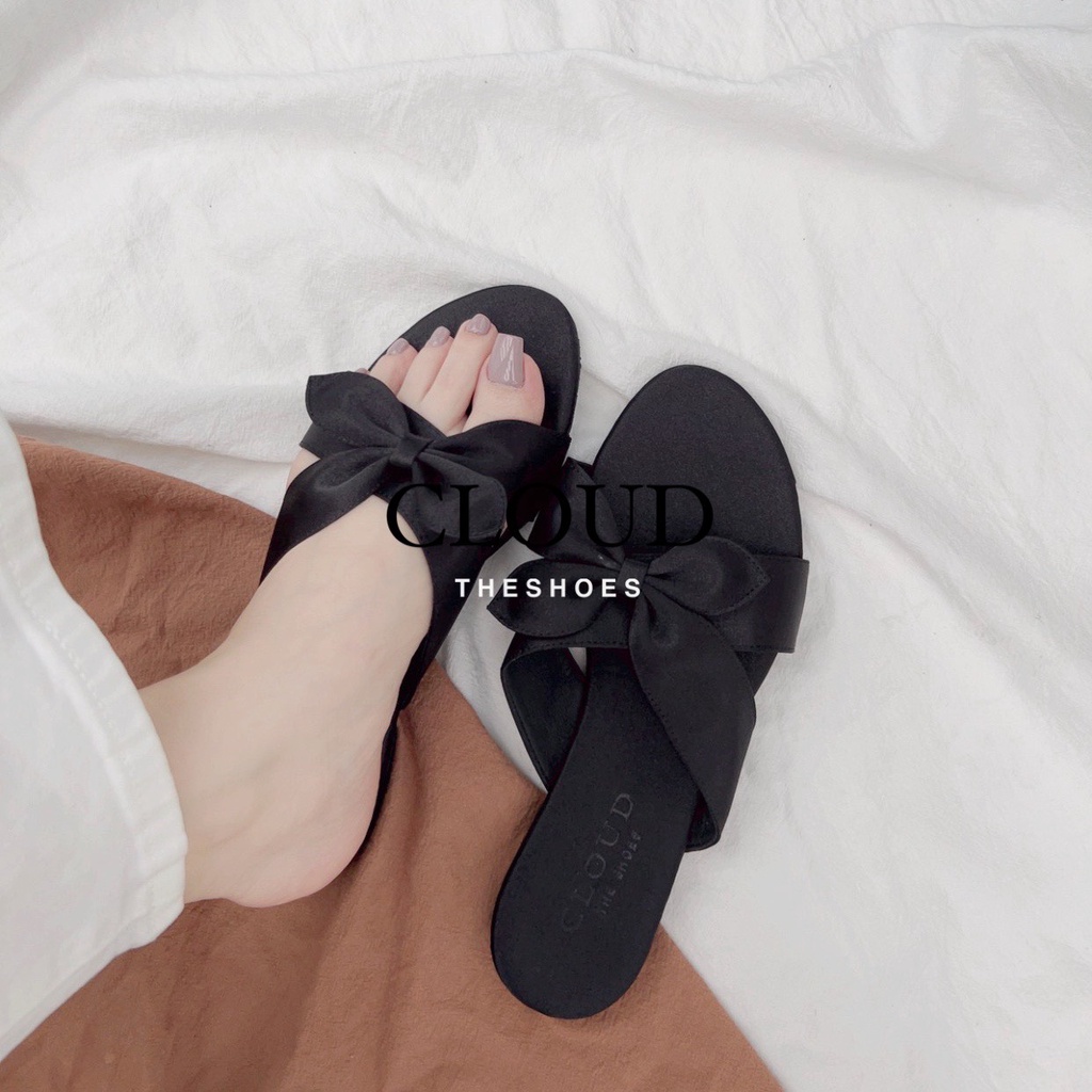 Dép bệt nữ mũi tròn quai nơ – Cloud The Shoes