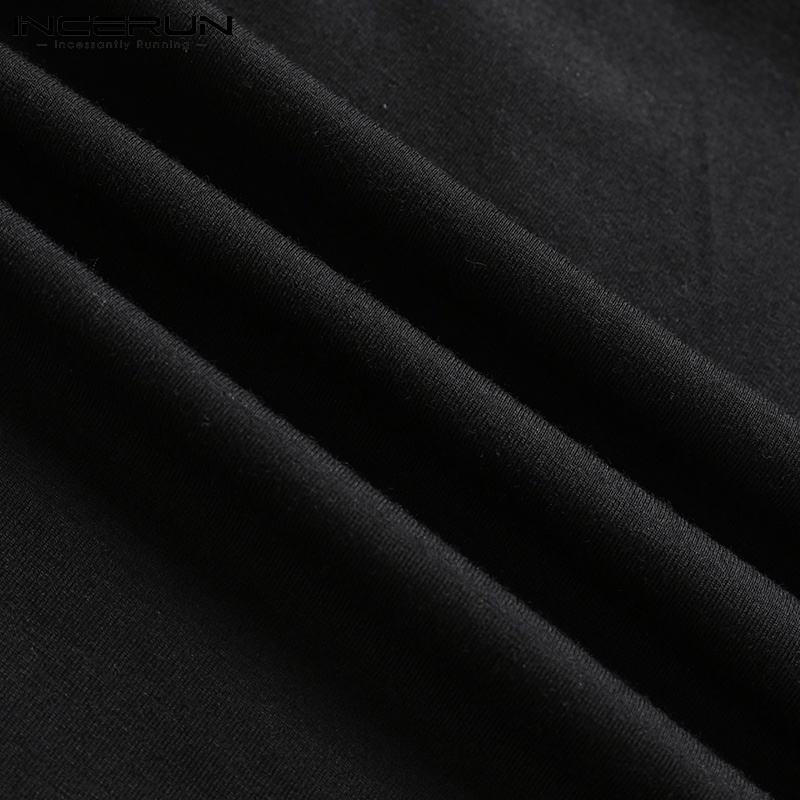 Áo thun INCERUN tay lửng dáng rộng màu trơn trẻ trung cho nam