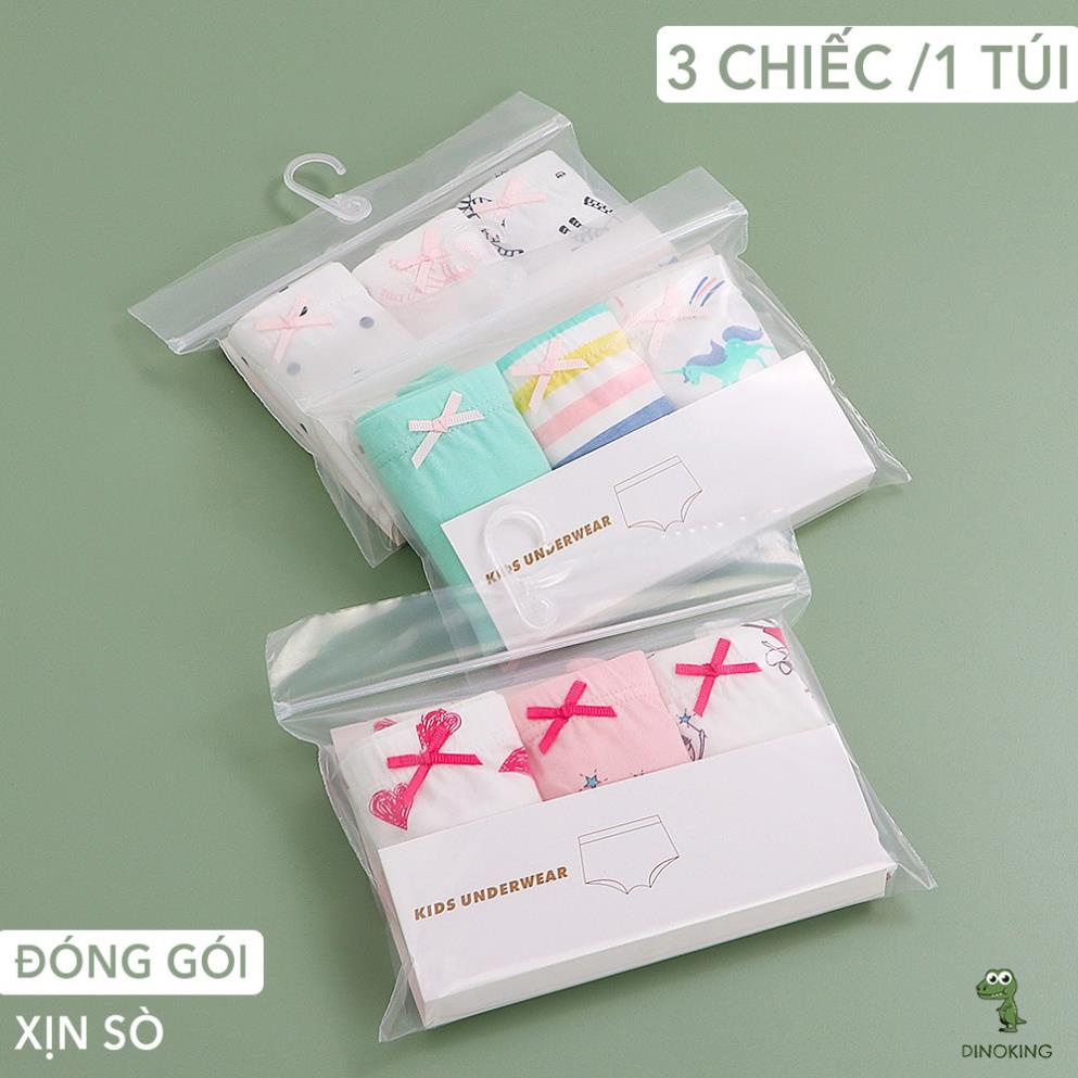 Quần chip bé gái DINOKING Combo 3 chiếc Quần lót đùi trẻ em cotton cao cấp mềm mại bảo vệ vùng kín QC02