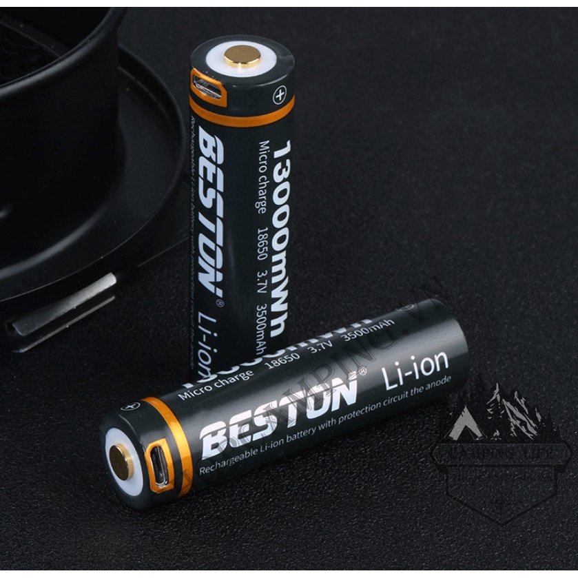 Pin sạc BESTON 18670 3500mAh 70M-35 có mạch bảo vệ, tích hợp cổng sạc li-ion 3.7v