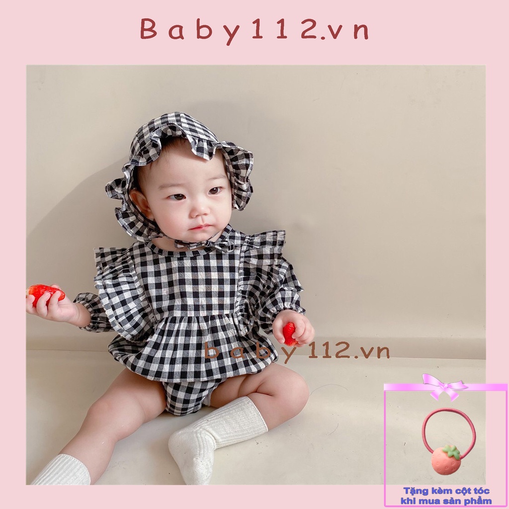 Áo liền quần dài tay bé gái sơ sinh kèm mũ, bodysuit dài tay  bé gái sơ sinh kèm mũ, 3 tháng, 6 tháng, 1 tuổi, 2 tuôi