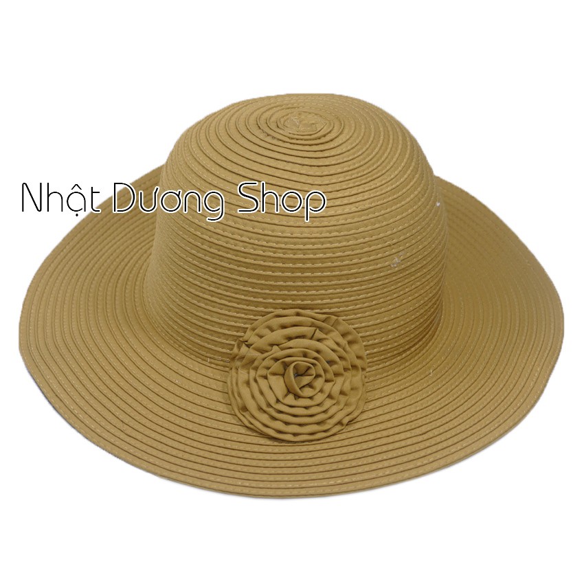 [ FREESHIP ] Nón bo nữ rộng vành 8cm có gắn hoa với chất liệu cói cao cấp, sang trọng che nắng cực tốt