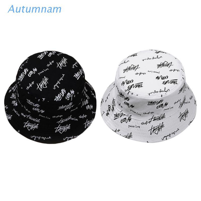 Nón Tai Bèo Cotton Hai Mặt In Họa Tiết Chữ Graffiti Phong Cách Harajuku Nhật Bản Cho Nam Và Nữ