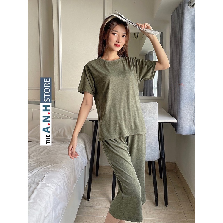 Bộ mặc nhà nữ chất thun lạnh ANHSTORE , chất thun lạnh trơn thời trang