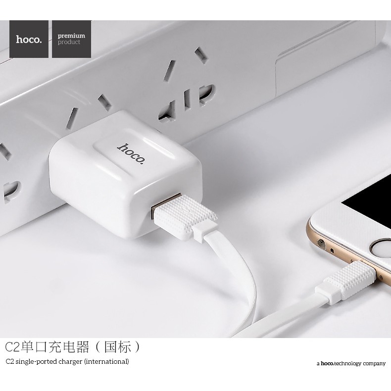 Deal Hot Bộ cáp và cốc sạc Hoco C2 2.1A - cổng Micro / Cổng lightning (iphone)