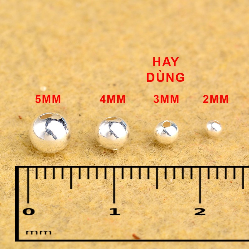 Charm bi bạc không hoa văn mix vòng tay DIY - Charm Bạc 925 - Mã CB110
