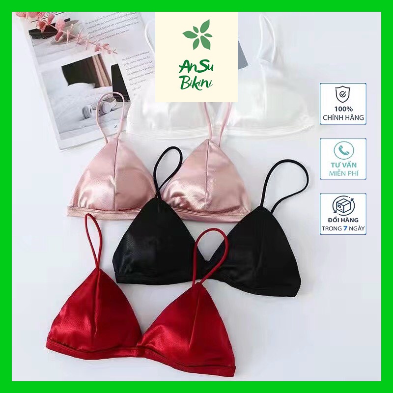 Áo Lót Nữ lụa phi bóng không gọng, nâng vòng 1 gợi cảm Mã 051