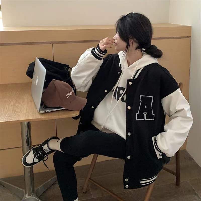 Áo bomber Varsity Jacket nỉ nam nữ khoác ngoài lớp dày form rộng chữ A unisex bóng chày cao cấp chống nắng