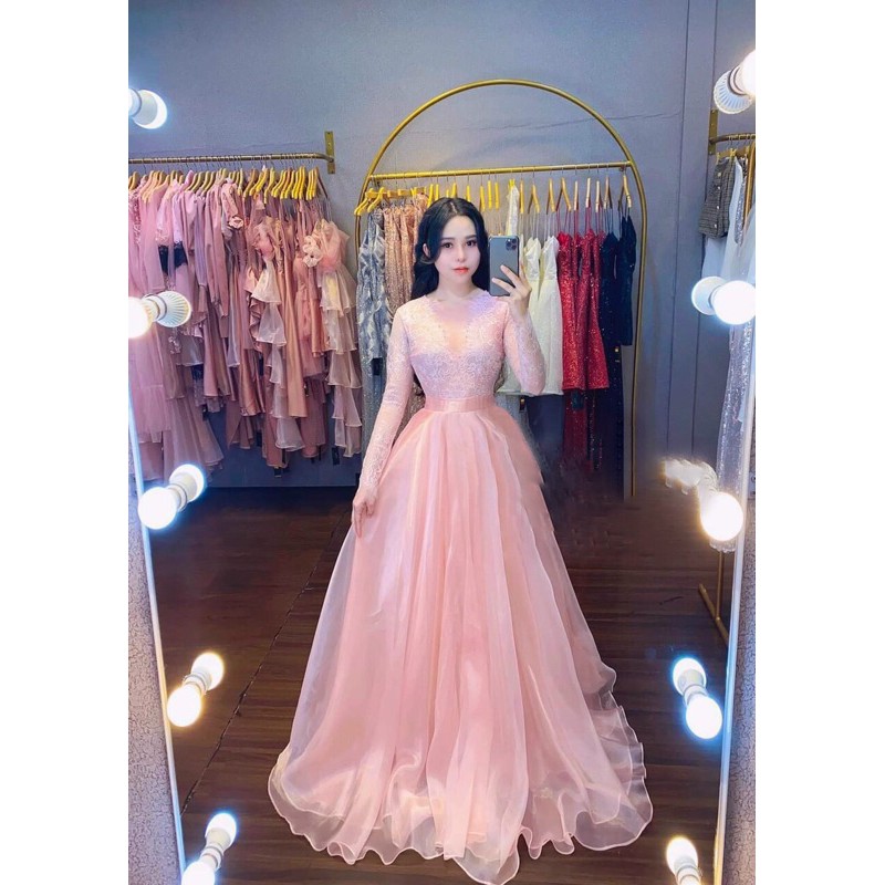 Đầm dự tiệc mặc cưới TRIPBLE T DRESS tay dài phối ren -Size M/L - MS269V