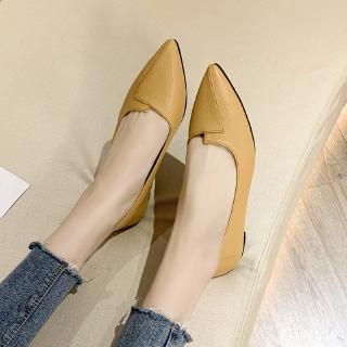 Giày da nữ mũi nhọn thời trang phong cách