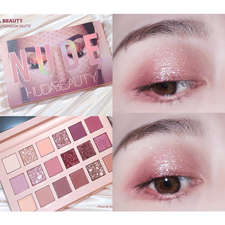 Bảng phấn mắt New Rose HUDA beauty 18 màu hoa hồng nude