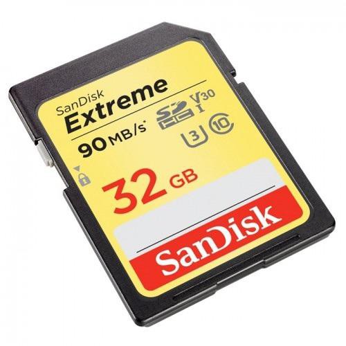 Thẻ nhớ Máy Ảnh SDHC SanDisk Extreme 32GB Class 10 UHS1-U3 90MB/s (Vàng)
