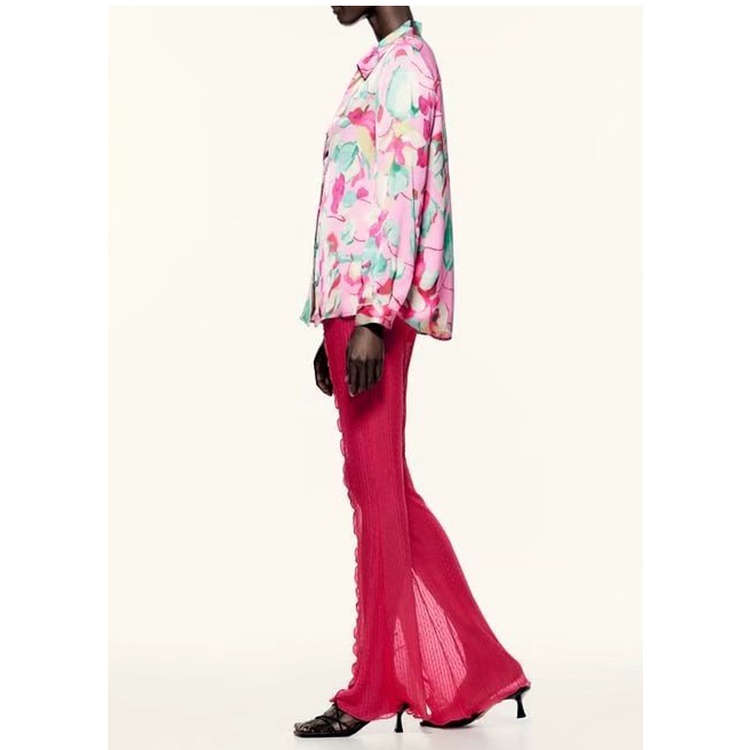 Zara Áo Sơ Mi Vải Lụa satin In Hoa Kiểu retro Thời Trang Mùa Hè Năng Động 2761239