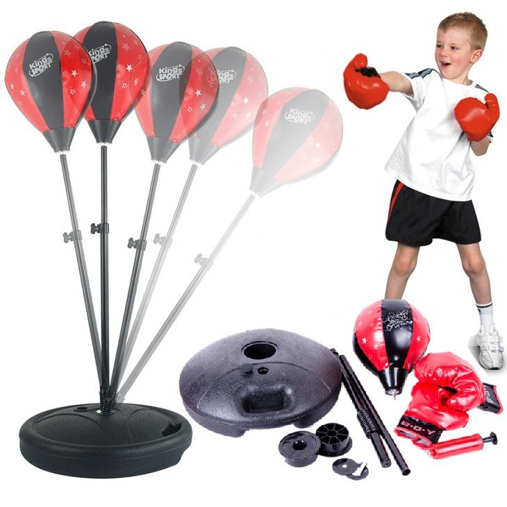 𝑩𝒐̣̂ Đ𝒐̂̀ 𝑪𝒉𝒐̛𝒊 Đ𝒂̂́𝒎 𝑩𝒐̂́𝒄 Cho Bé Boxing Set (có găng tay, trụ đỡ, giá đỡ)